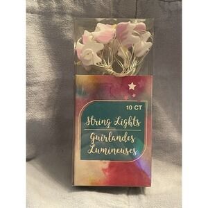 NEW Unicorn String of White LED Fairy Lights 10 Count 3.6 Feet White & Pink